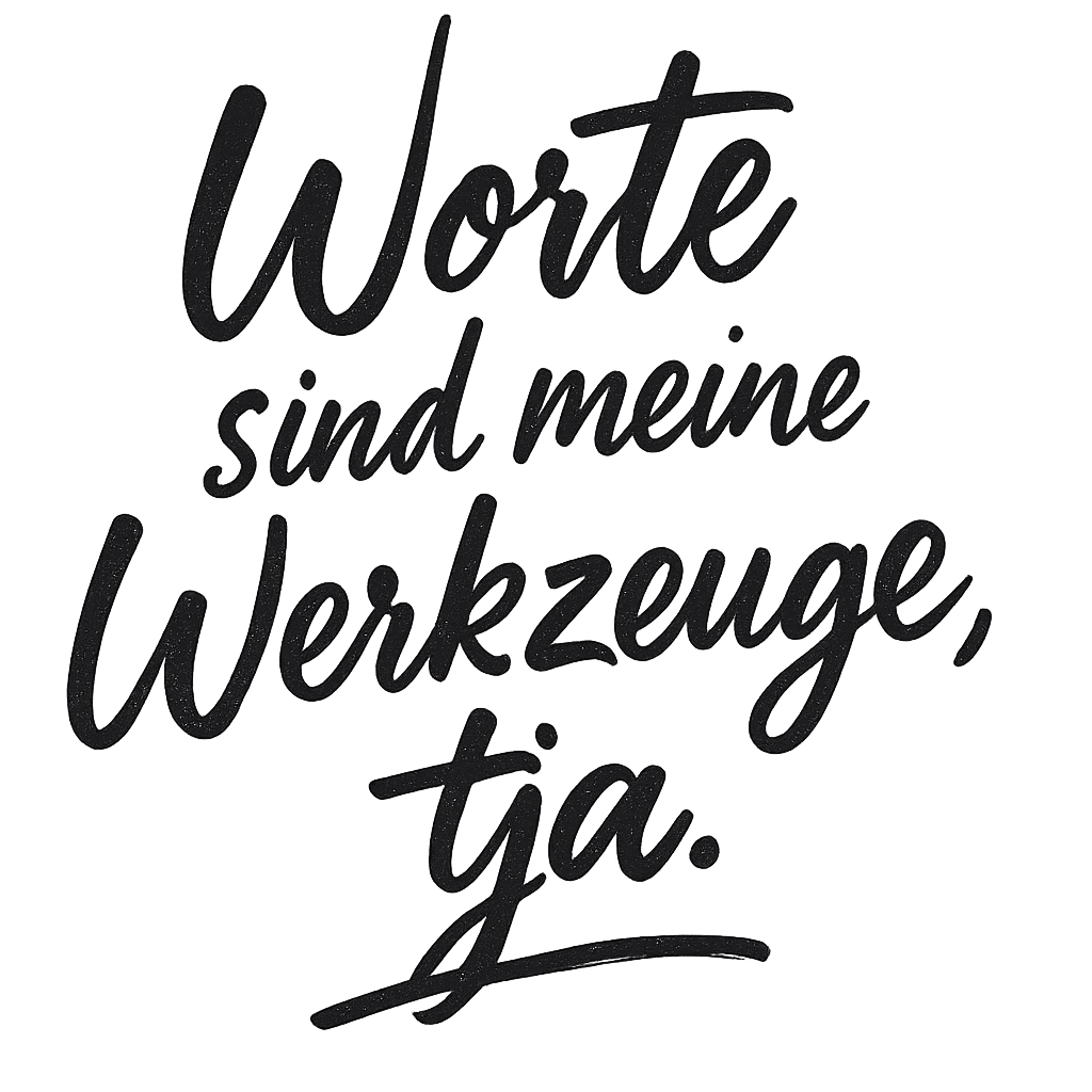 Worte sind meine Werkzeuge, tja.